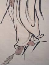 【真作】掛軸　達磨祖師　力強く描かれた禅の祖師像　共箱入　T135