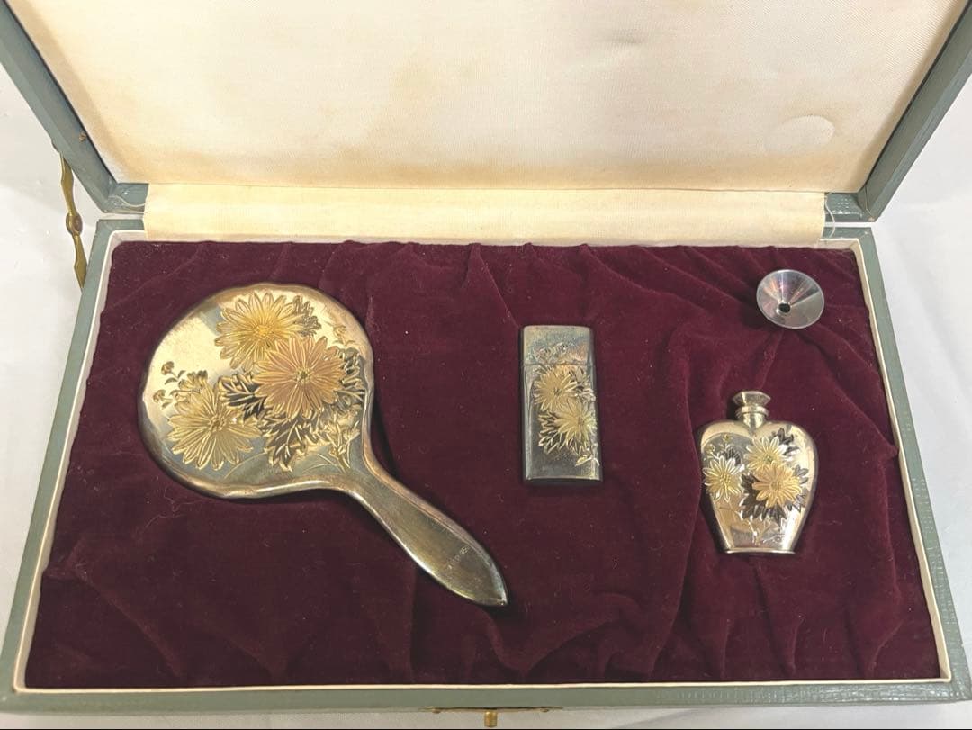 工芸品 銀製 手鏡 香水瓶 セット SV950