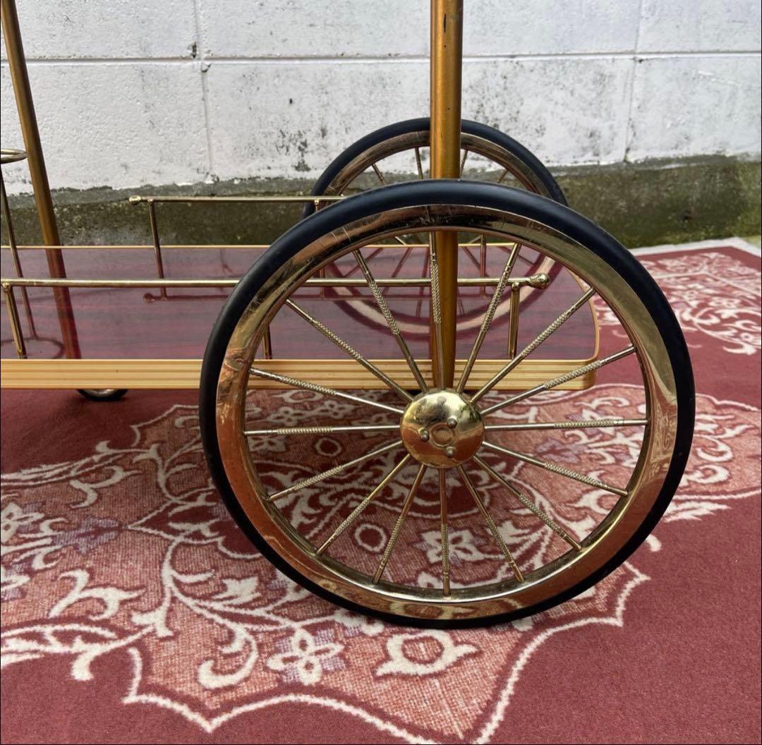 古家具 アンティークデザイン◾️キッチンワゴン 台車 木製ウッドハンドル