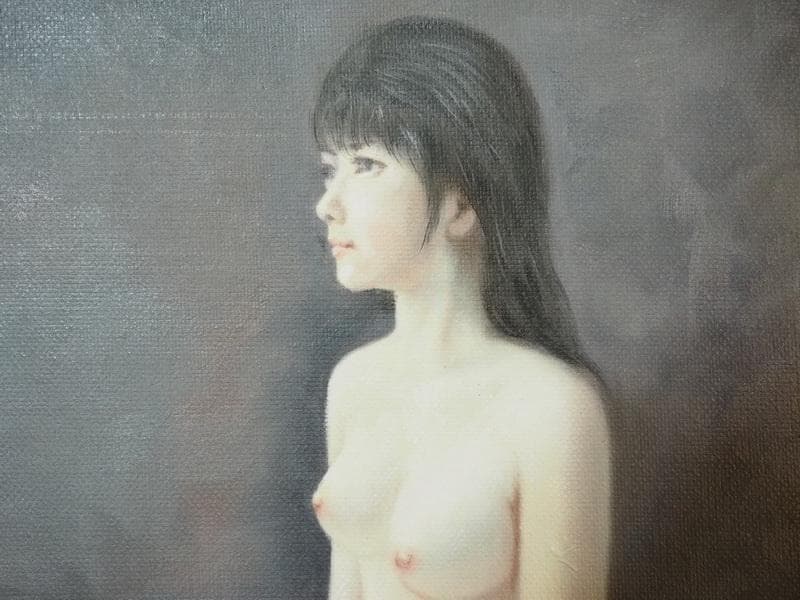 人物画　油絵　山田惣右衛門　麗　F6　額付き　手描き　肉筆