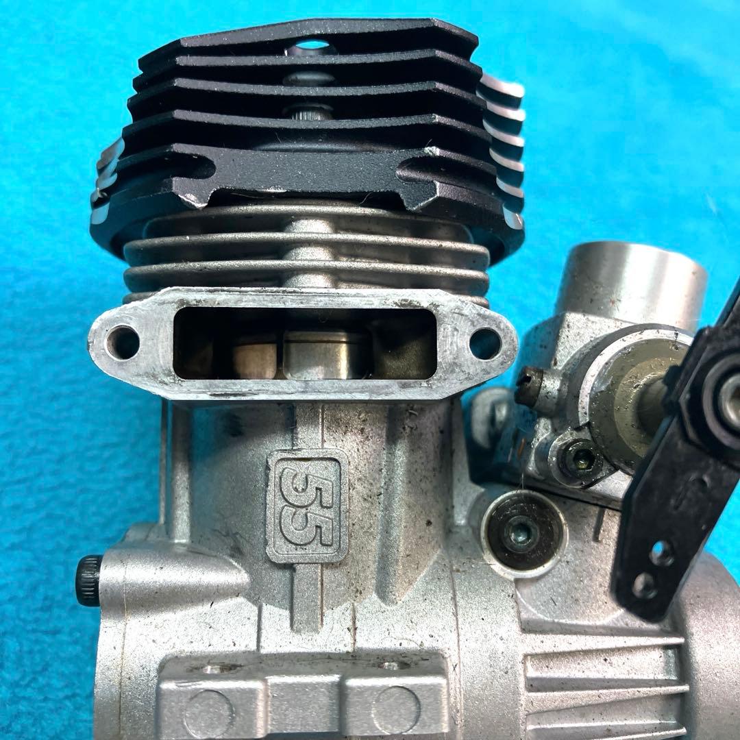 中古、破損有り　RCヘリ用 OS 55HZ-Rエンジン & サイレンサー