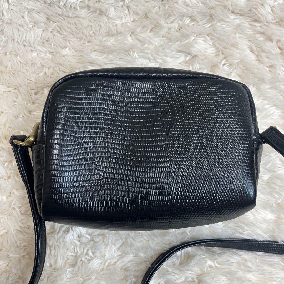 【美品】トフアンドロードストーン　ショルダーバッグ　リザード　型押し　黒