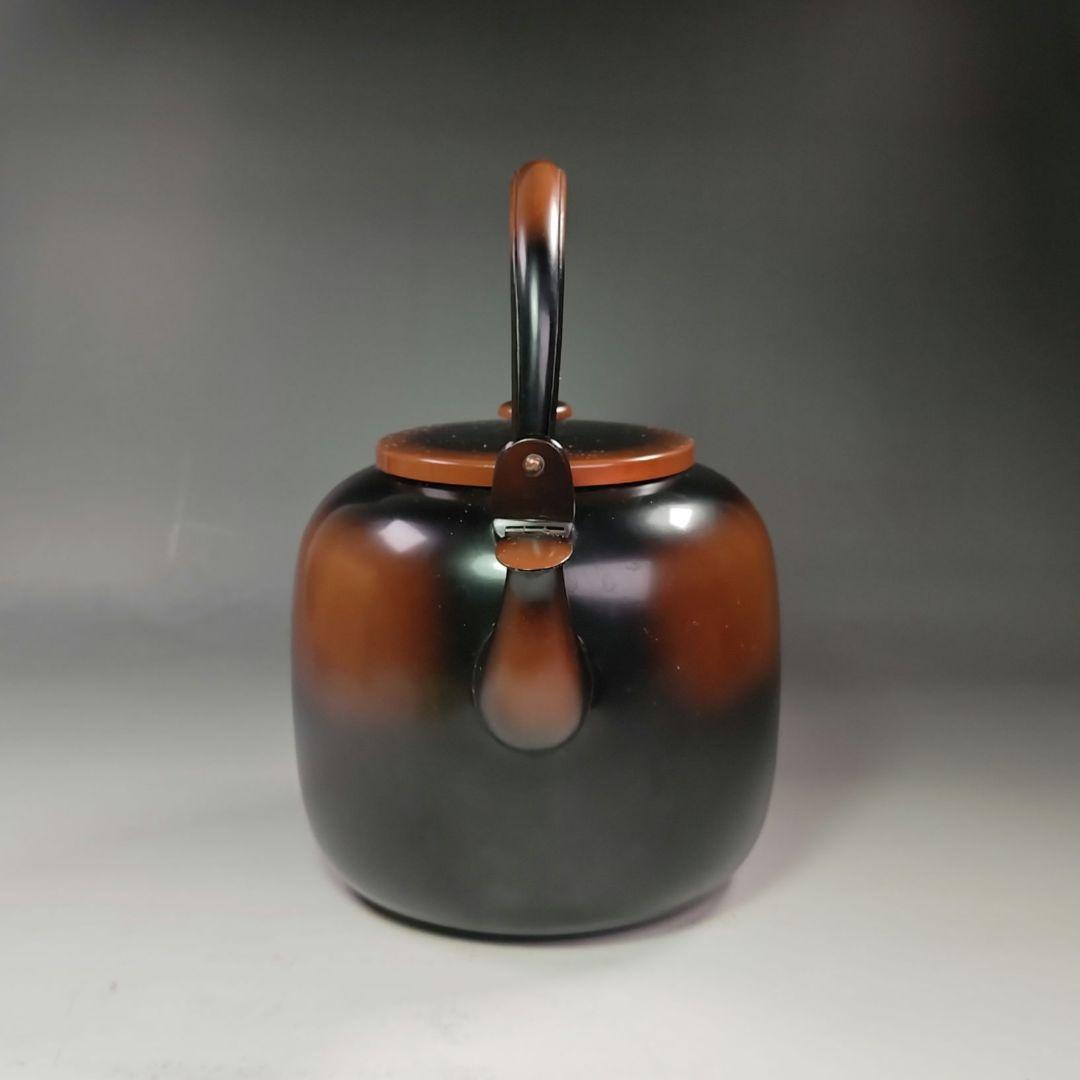 イ690 水注『山本閑浄造『腰黒水注　共箱』急須　薬缶　茶道具