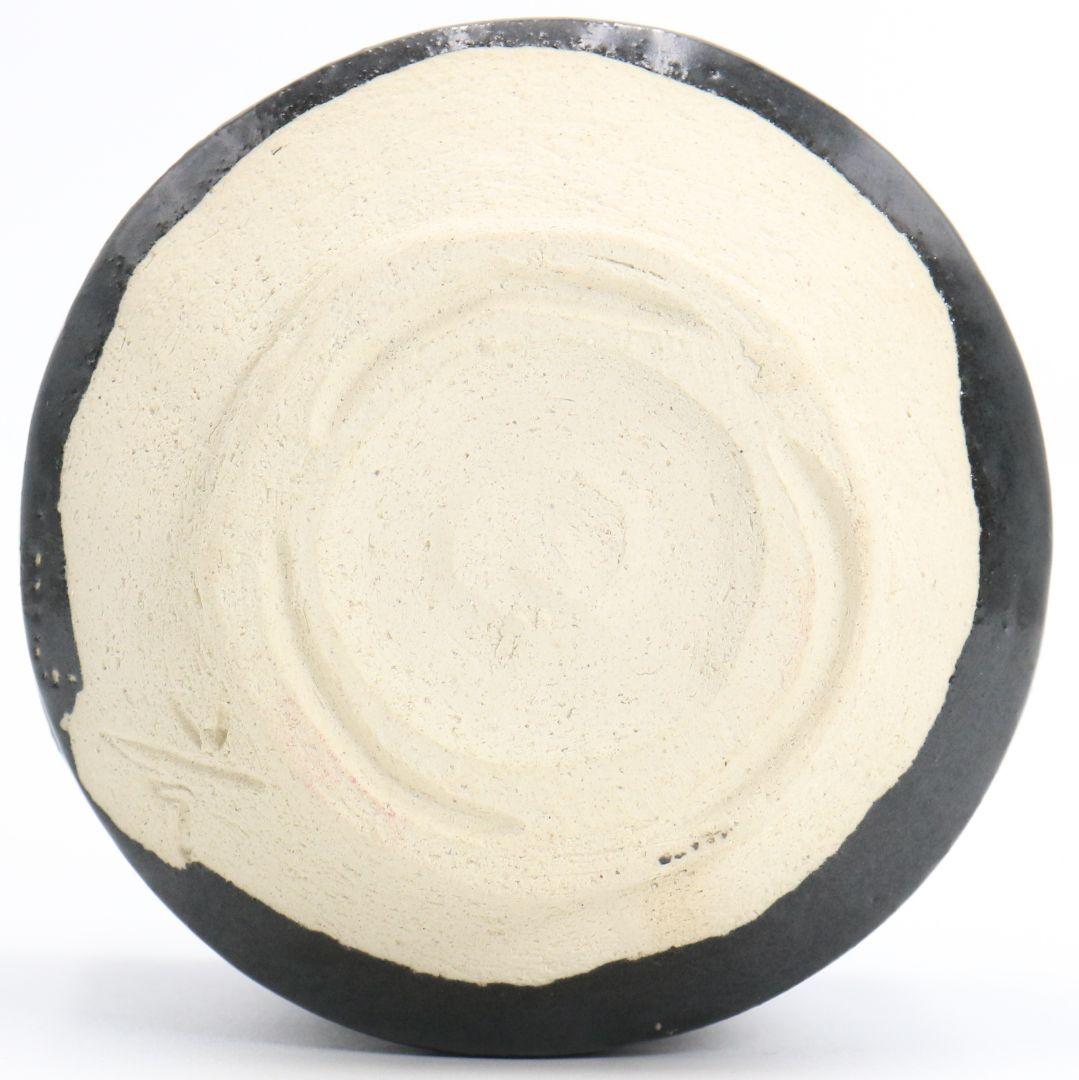 人間国宝 加藤唐九郎作 瀬戸黒 茶碗 茶道具　IX235　1FB6