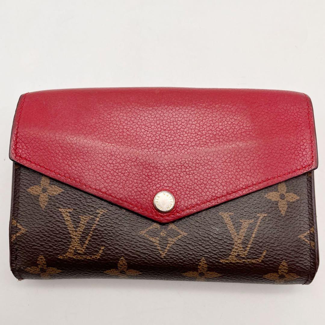 ルイヴィトン　モノグラム　ポルトフォイユ　パラス　コンパクト　二つ折り財布　赤
