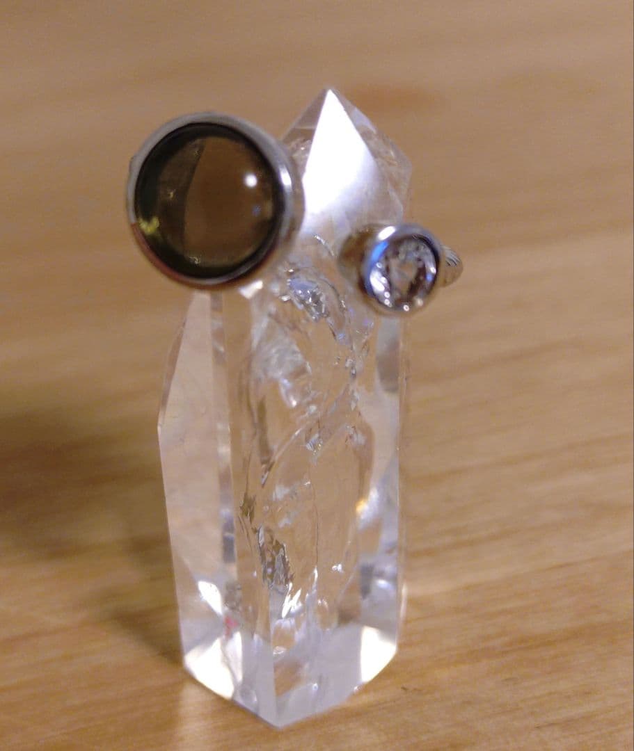 【お値下げ】モルダバイト✕ダンビュライト シルバーリング 13号