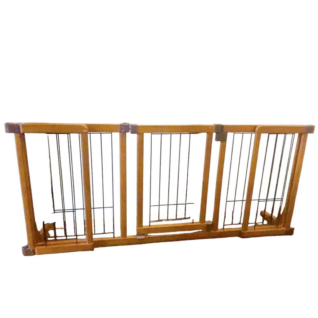 【極美品】Richell 木製おくだけドア付きゲート L ブラウン ペット用