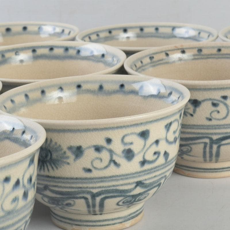 茶道具　加藤連瓶造　安南写　数茶碗　十客　共箱　V　9730A