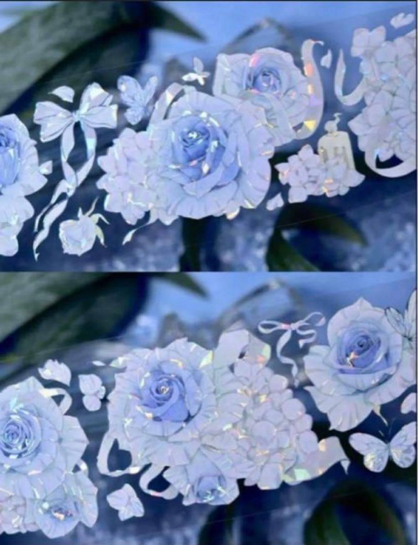 贝壳光 6cm×10m 奶蓝香香 海外マスキングテープ 海外マステ　バラ