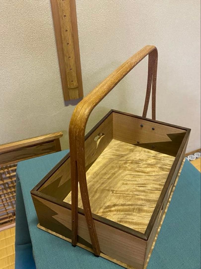 茶道具/莨盆 山本貞斎 鵬雲斎好 銀杏透 手付煙草盆 煙菅2本付