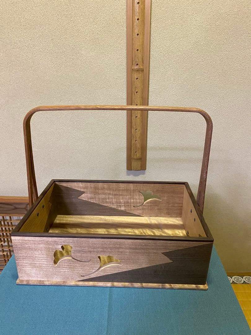 茶道具/莨盆 山本貞斎 鵬雲斎好 銀杏透 手付煙草盆 煙菅2本付