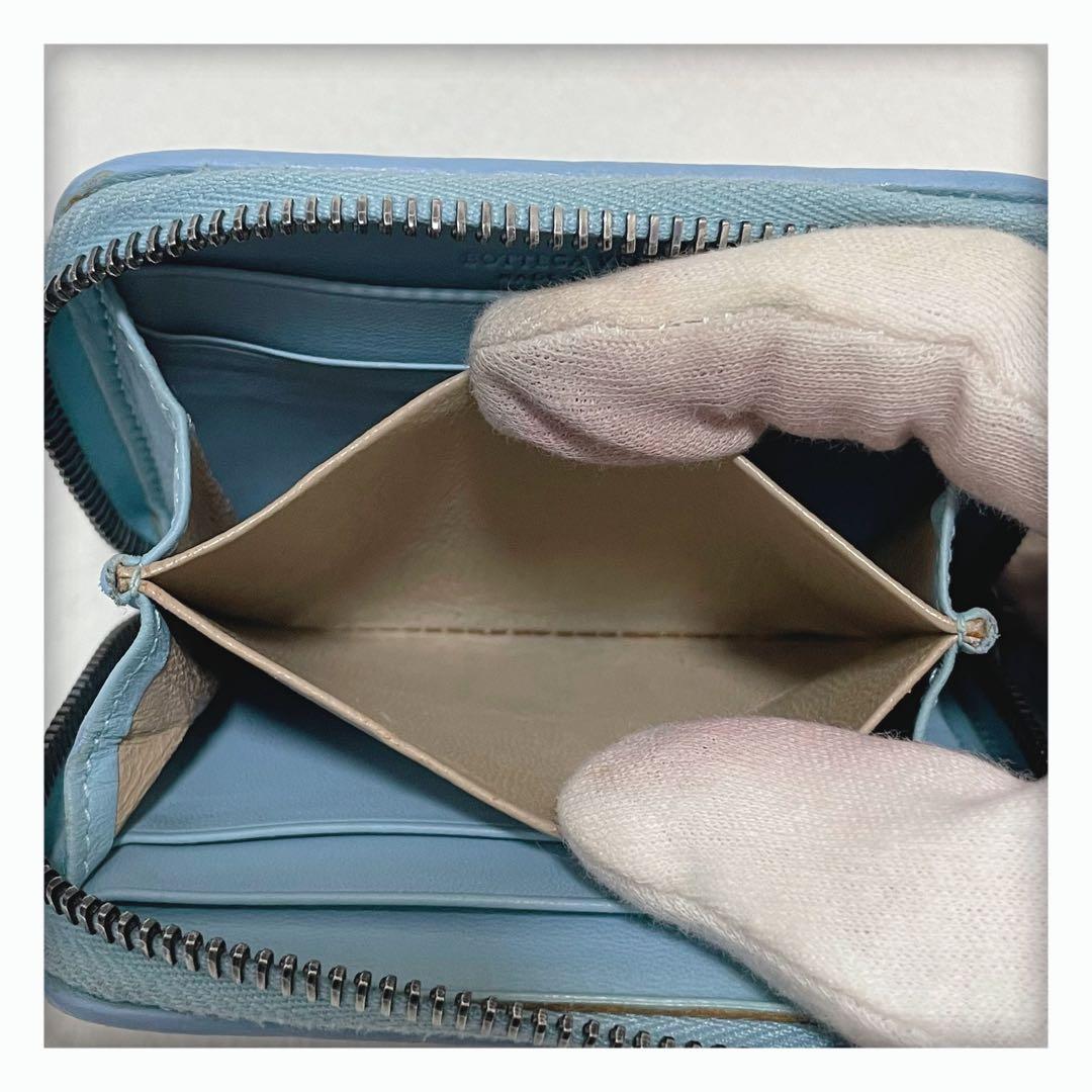 お値下げ‼️ 美品 ボッテガヴェネタ イントレチャート コンパクト 財布 ブルー系