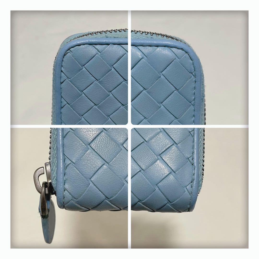 お値下げ‼️ 美品 ボッテガヴェネタ イントレチャート コンパクト 財布 ブルー系