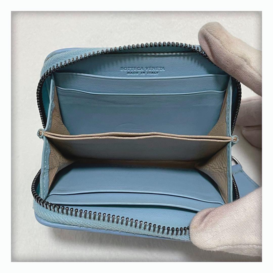 お値下げ‼️ 美品 ボッテガヴェネタ イントレチャート コンパクト 財布 ブルー系