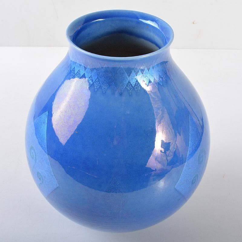 九谷焼　中田一於作　淡青釉裏銀彩　壷　花瓶　V　R5743