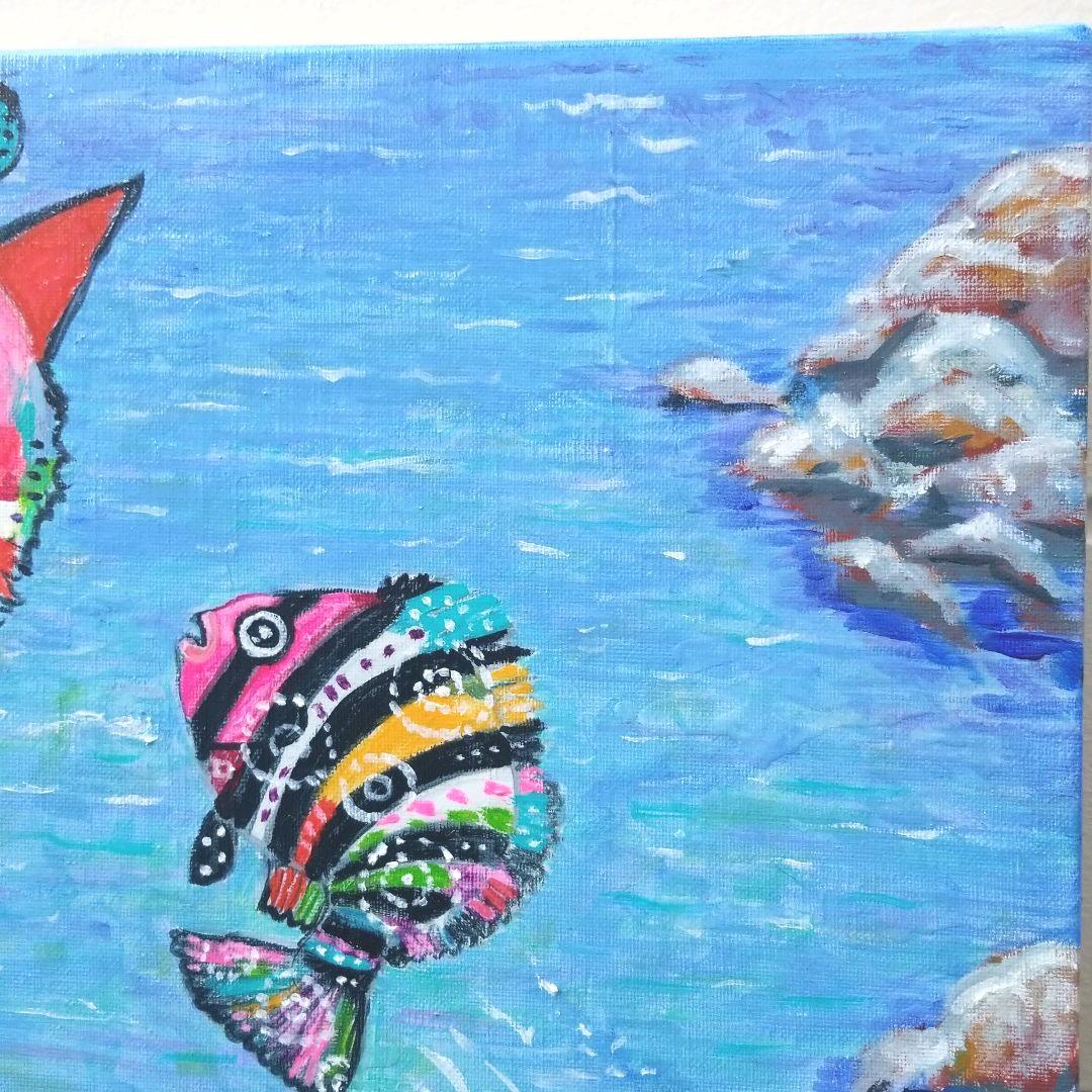 油絵　H確認　海岸の岩場での運命のであい