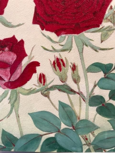 バラの絵 日本画 シルバーのフレーム