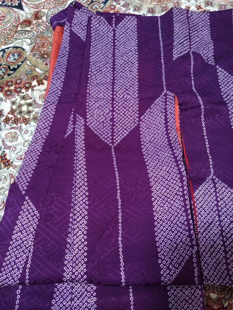 アンティーク　矢絣　紫　正絹　袷　着物　大正ロマン