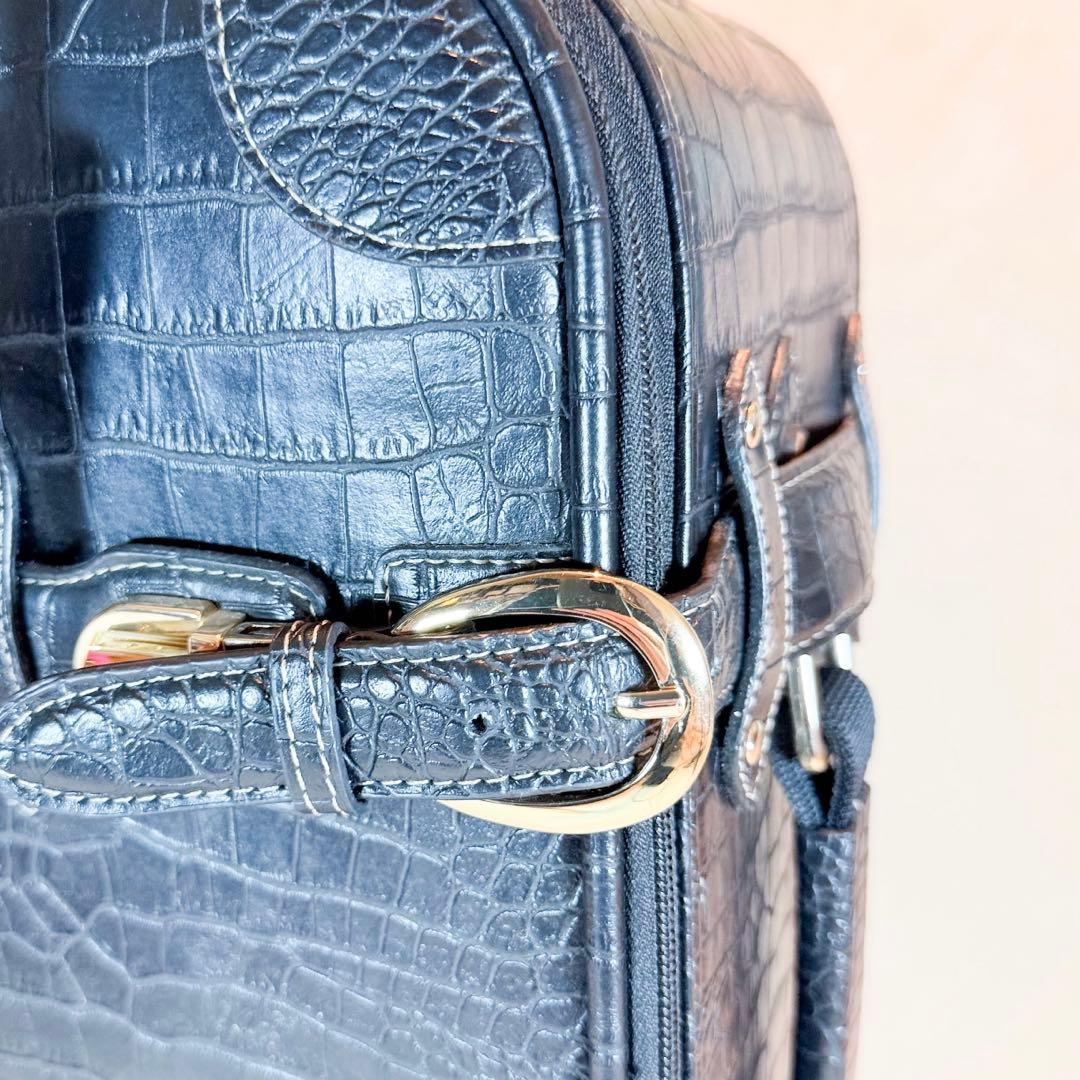 SWANY スワニー クロコ型押し キャリー ブラック