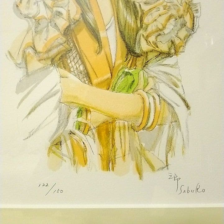 斉藤三郎 リトグラフ 「マリア・テレサ」額装品 サイン入り 版画 美少女画