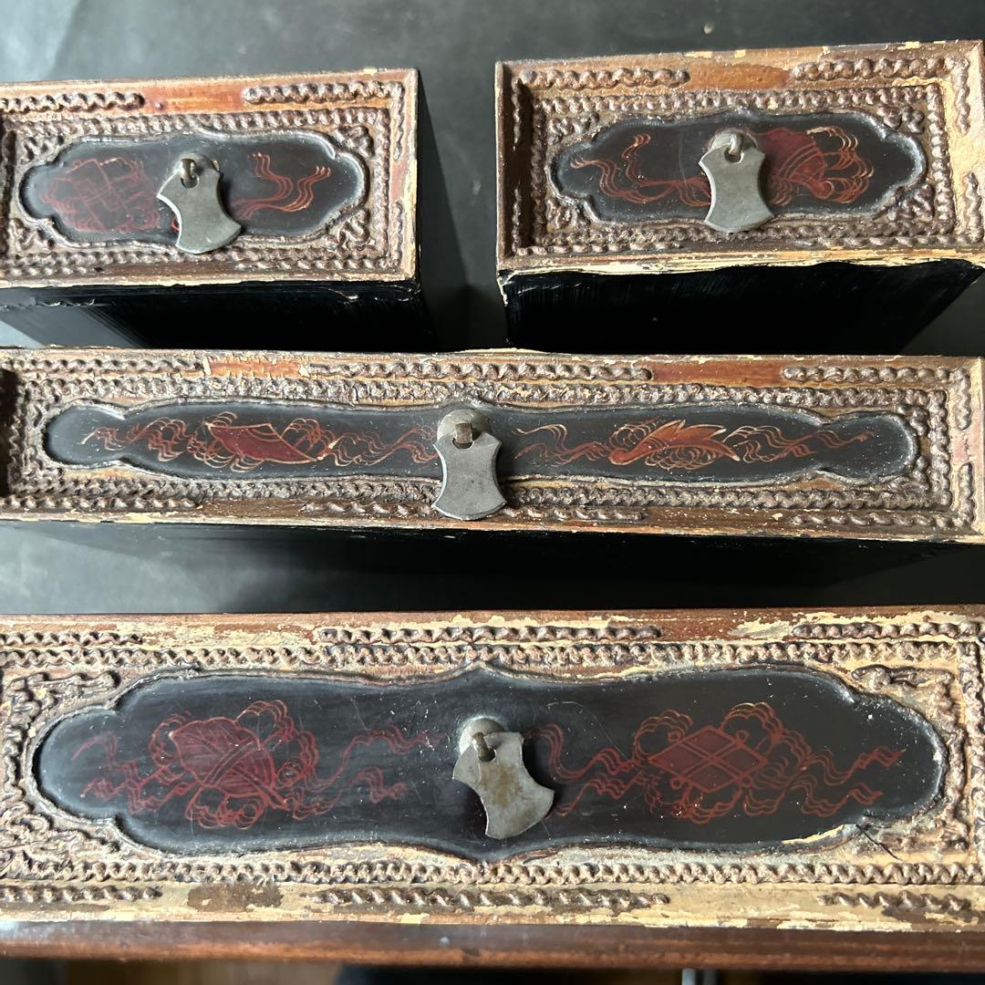 ミニ箪笥　琉球鳳凰漆絵小箪笥？　漆工　沖縄 ？　鳳凰