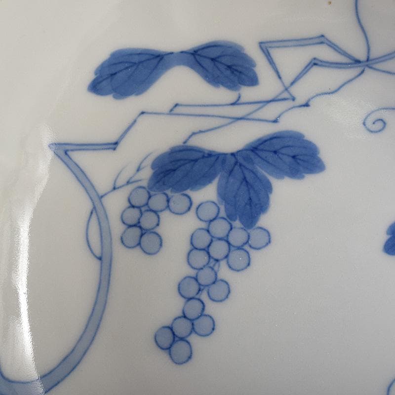 かず　鍋島焼　藍鍋島　葡萄文　五寸皿　時代箱付　V　R8114