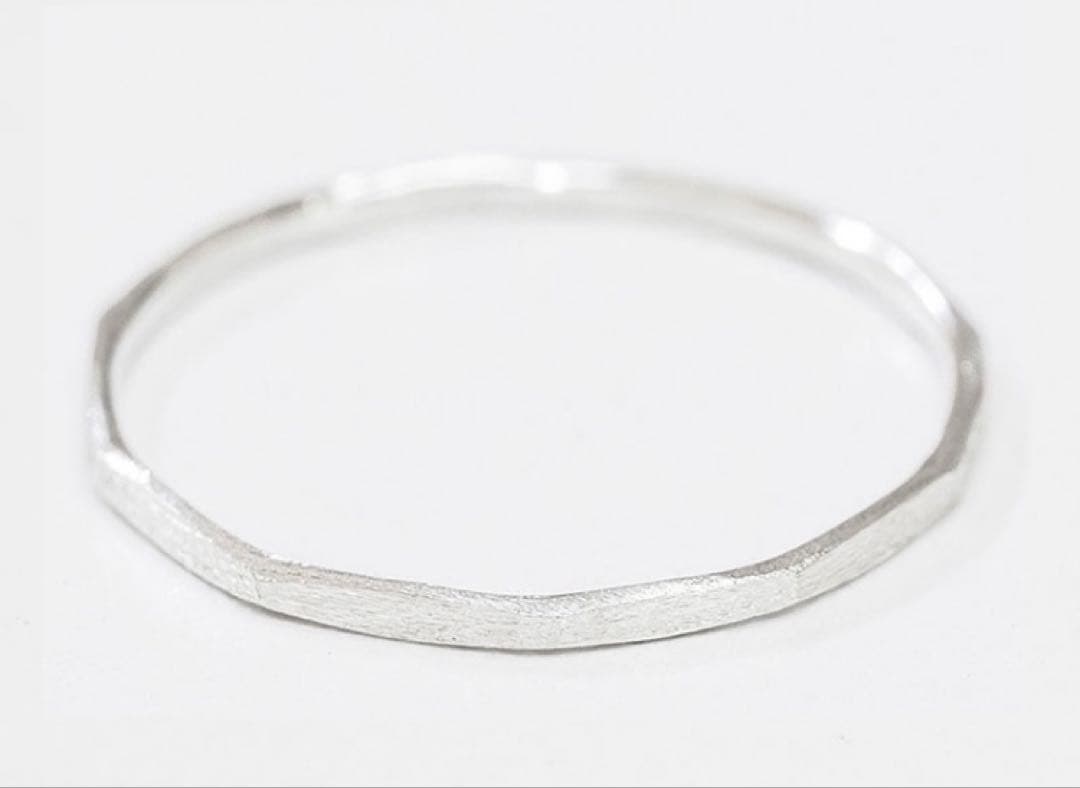 k18 ピンクゴールド　角つや消しリング　シルバーと2本セット　15号