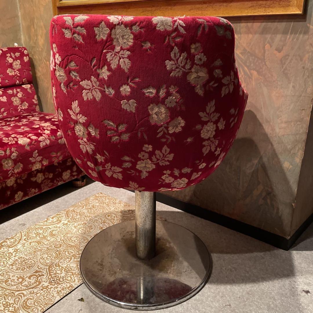 2脚　カウンターチェアー 昭和初期風 スナック カラオケ イス椅子モケット風