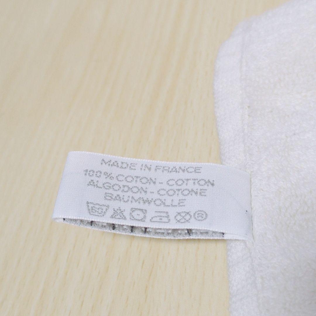 HERMES 美品 大判 ハンドタオル フェイスタオル ホワイト ステアーズ