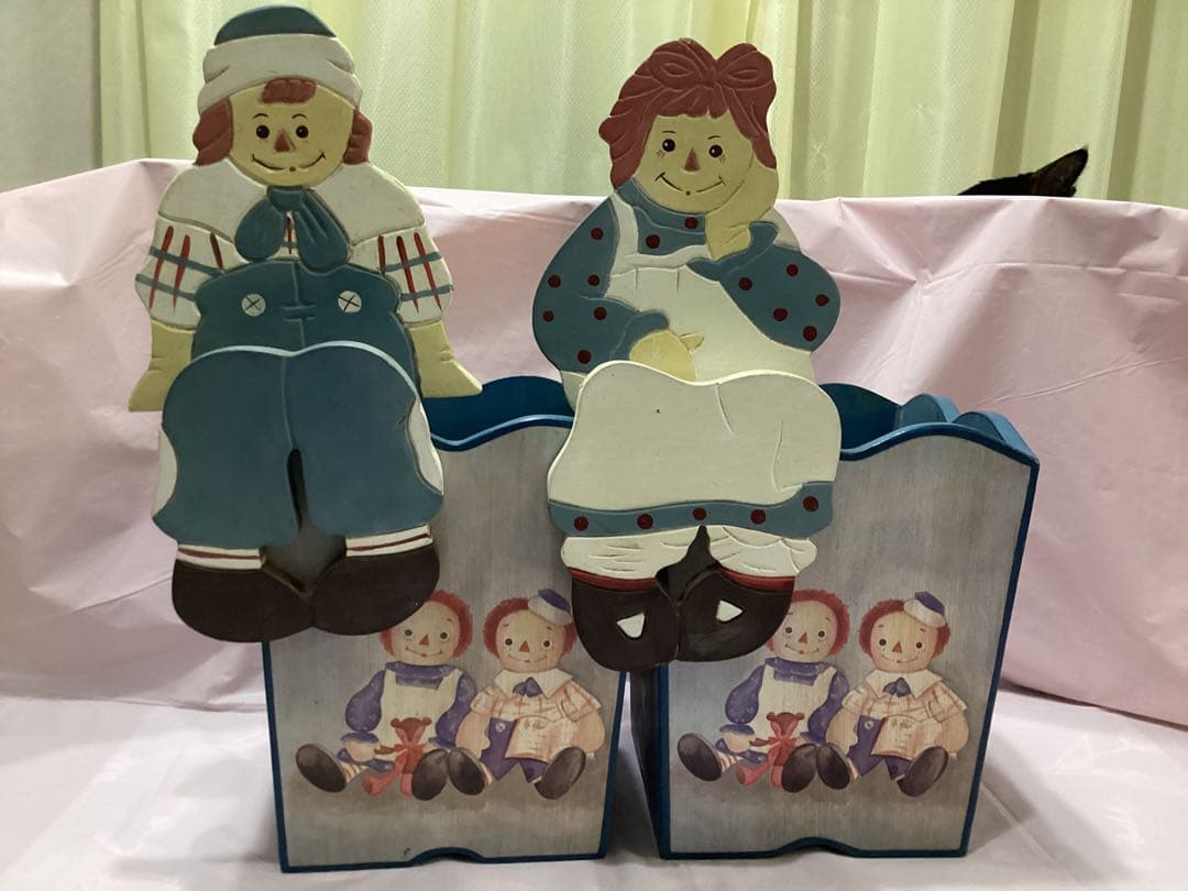 ラガディ・アンとアンディ　トールペイント木製人形デザイン収納ボックス　カントリー