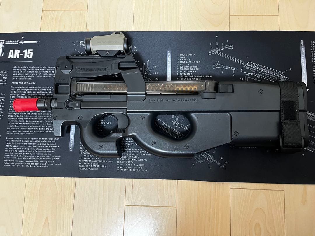 p90 プリコック　電子トリガーカスタム　安全弾速適合　ドットサイト