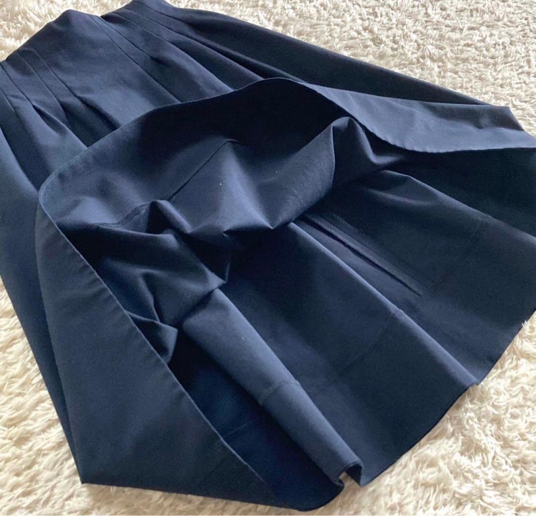 【美品】フォクシー タックフレアスカート 洗える タキシードコルティギャザー