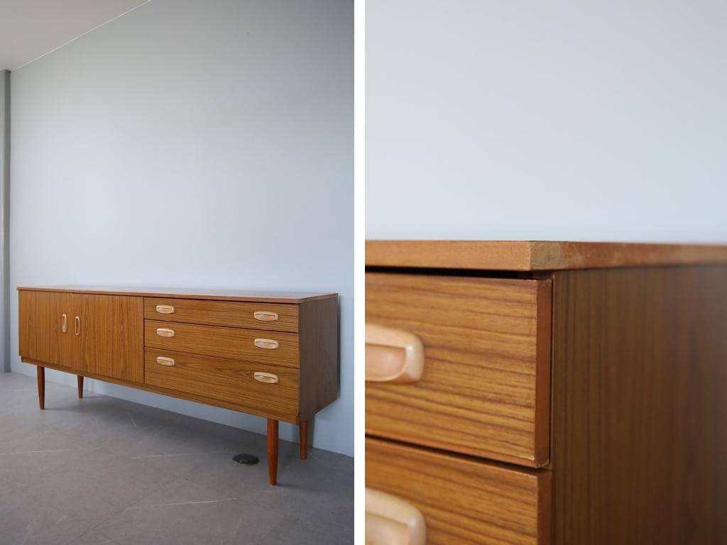 英国アンティークSCHREiBER製サイドボード/木製机テレビ台(91-180)