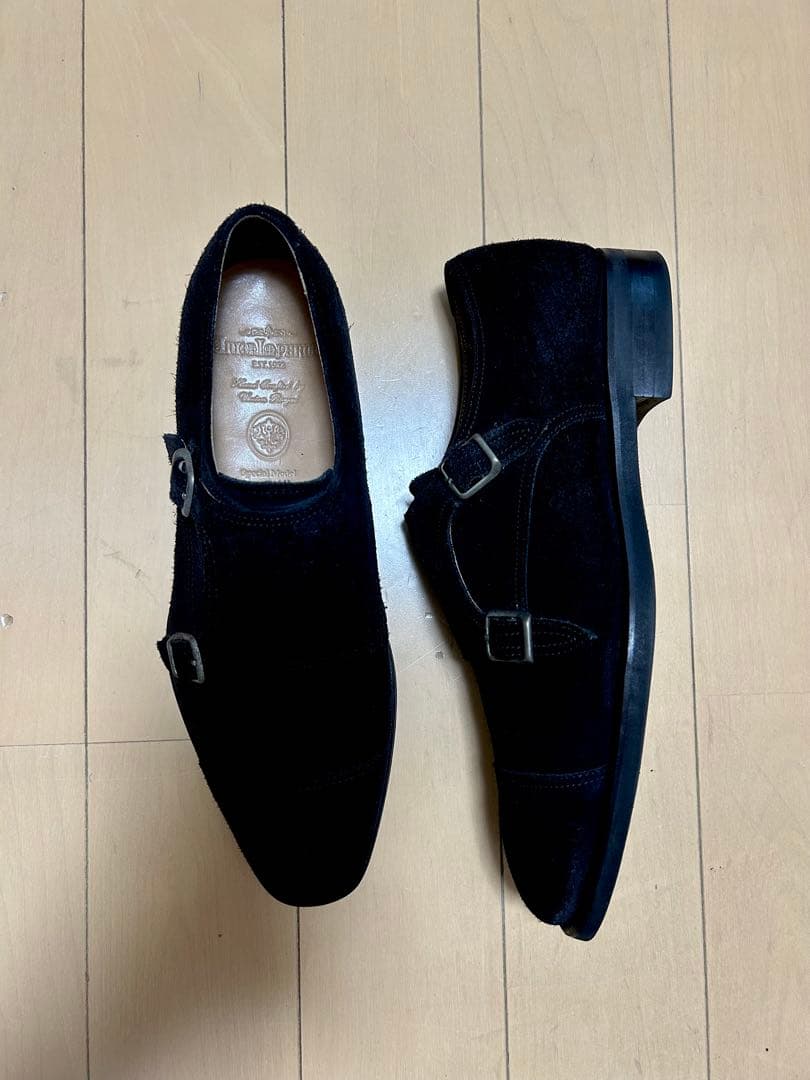 UNION IMPERIAL ダブルモンク黒スエード 26.5cmの大きめ