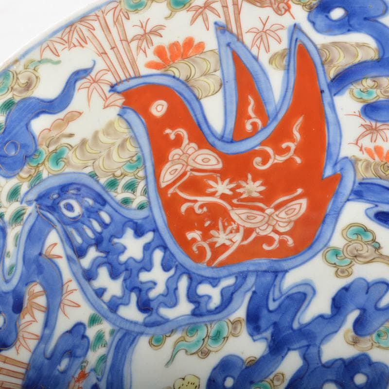 伊万里焼　古伊万里　染錦　花鳥文盤　飾皿　C　5441A