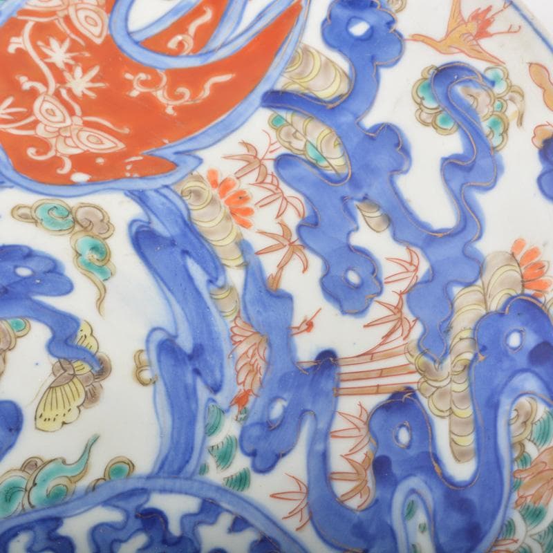 伊万里焼　古伊万里　染錦　花鳥文盤　飾皿　C　5441A