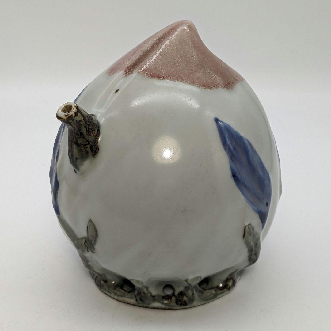 李朝 特大桃型水滴 辰砂青華彩 高麗白磁 染付 李氏朝鮮 書道具 水差 水注