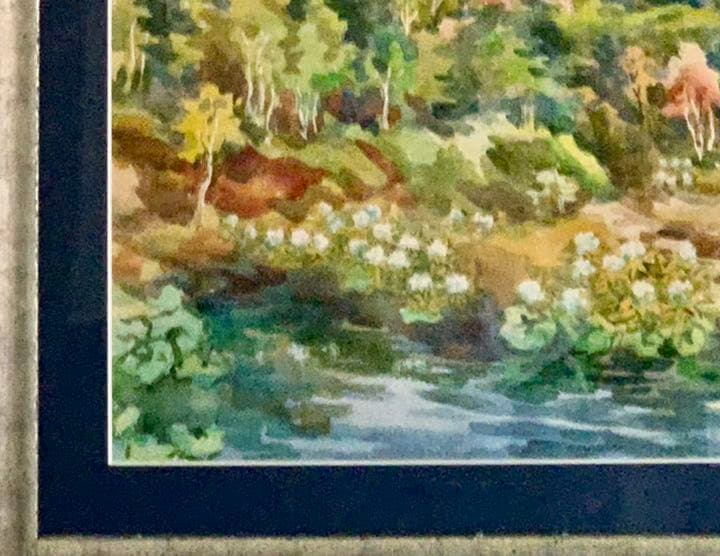 繁野三郎の20号肉筆水彩画「恵庭岳」(1982年作)【真作・新額装・美品】