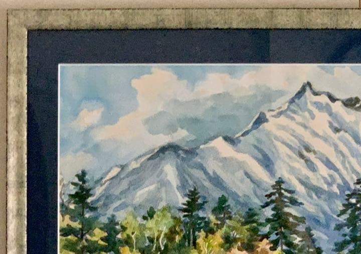 繁野三郎の20号肉筆水彩画「恵庭岳」(1982年作)【真作・新額装・美品】