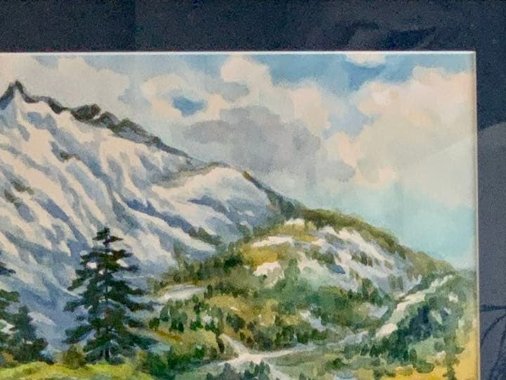 繁野三郎の20号肉筆水彩画「恵庭岳」(1982年作)【真作・新額装・美品】