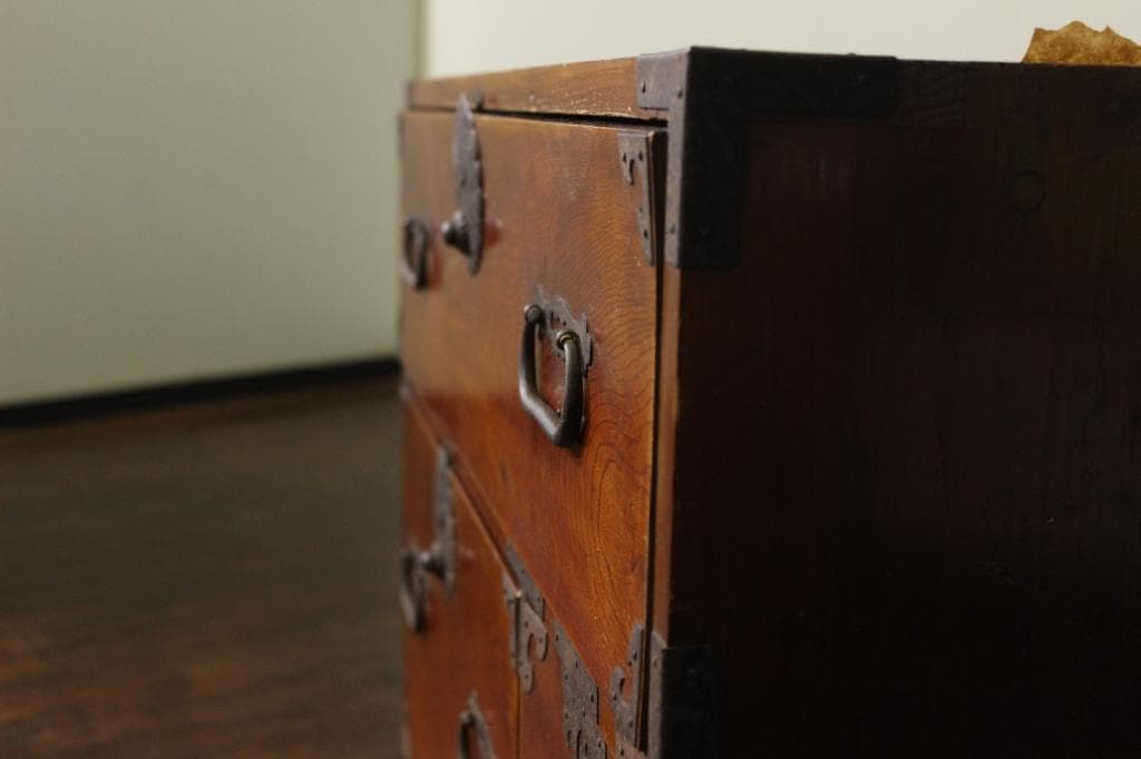 欅材！庄内箪笥・4杯！ 時代箪笥和家具古道具古家具古民藝和モダンローボード古布