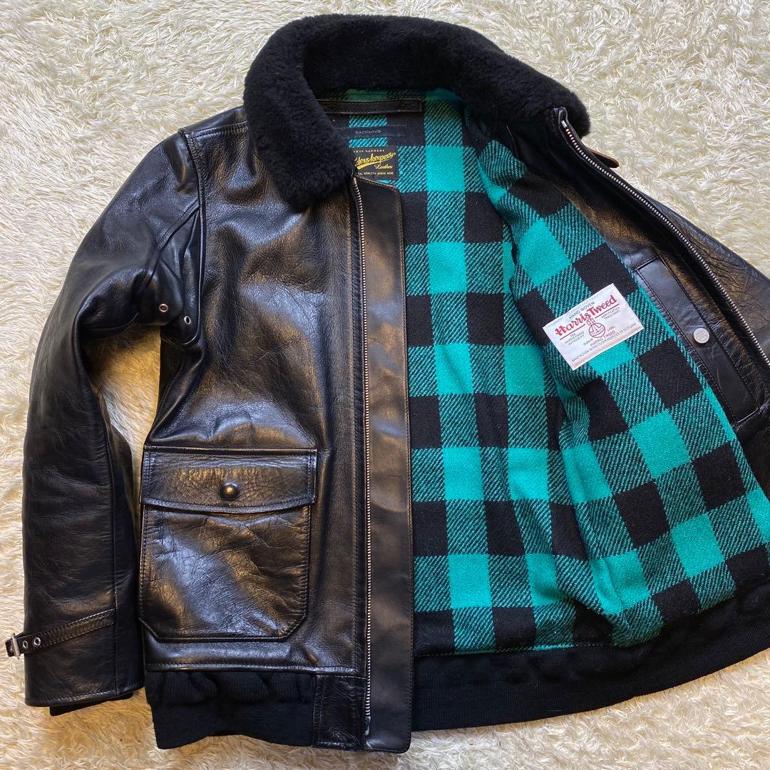 フィンダーズキーパーズ バックボーン G-1 馬革 レザージャケット S 黒色