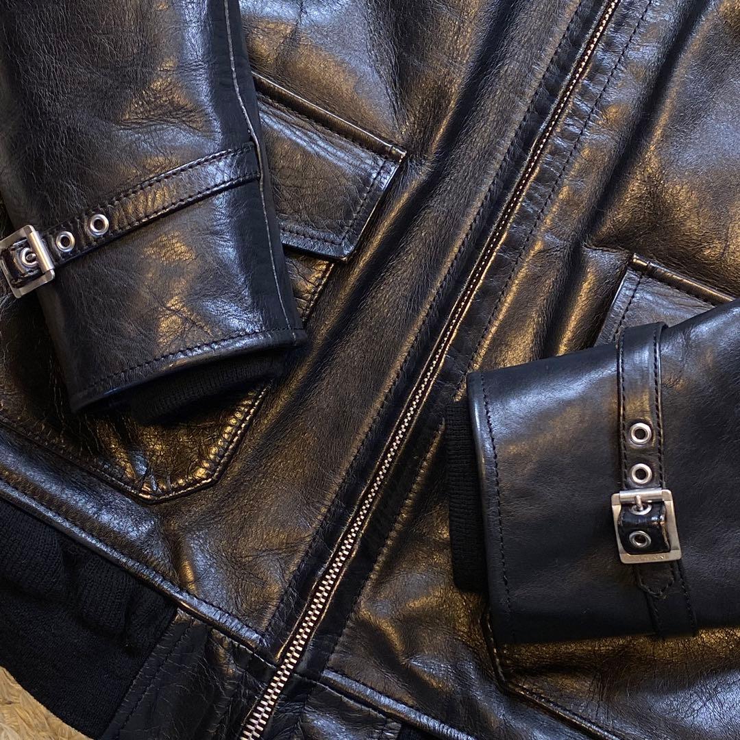 フィンダーズキーパーズ バックボーン G-1 馬革 レザージャケット S 黒色