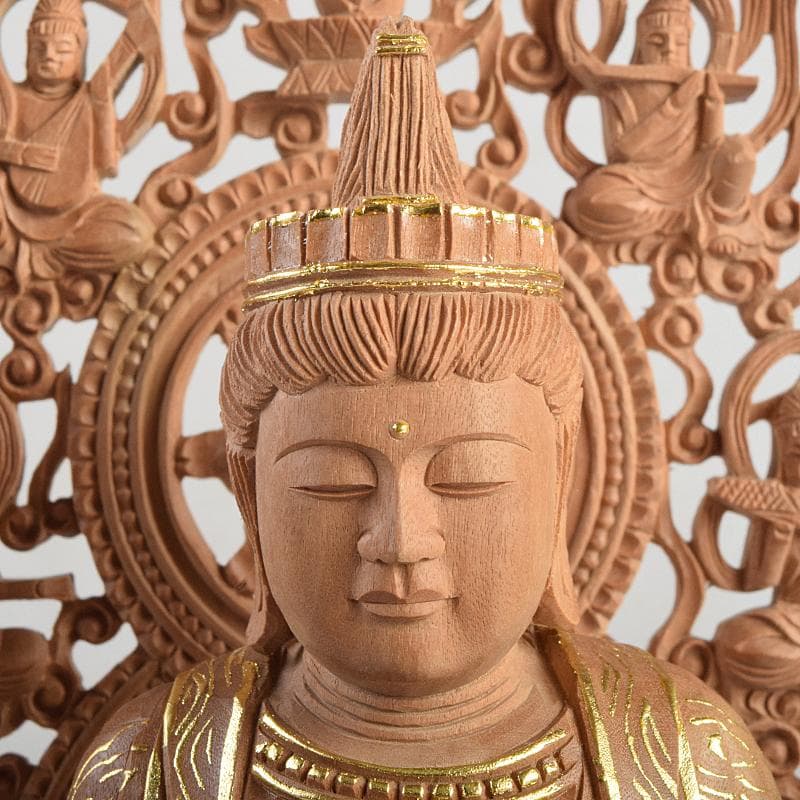 アンバサ松園大龍作白檀　普賢菩薩像　仏像　保証書付　共箱　D　R9410B