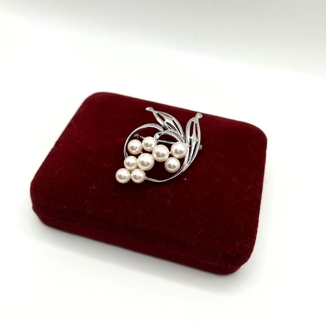 極美品✨MIKIMOTO ミキモト アコヤパール　ブローチ　シルバー M刻印