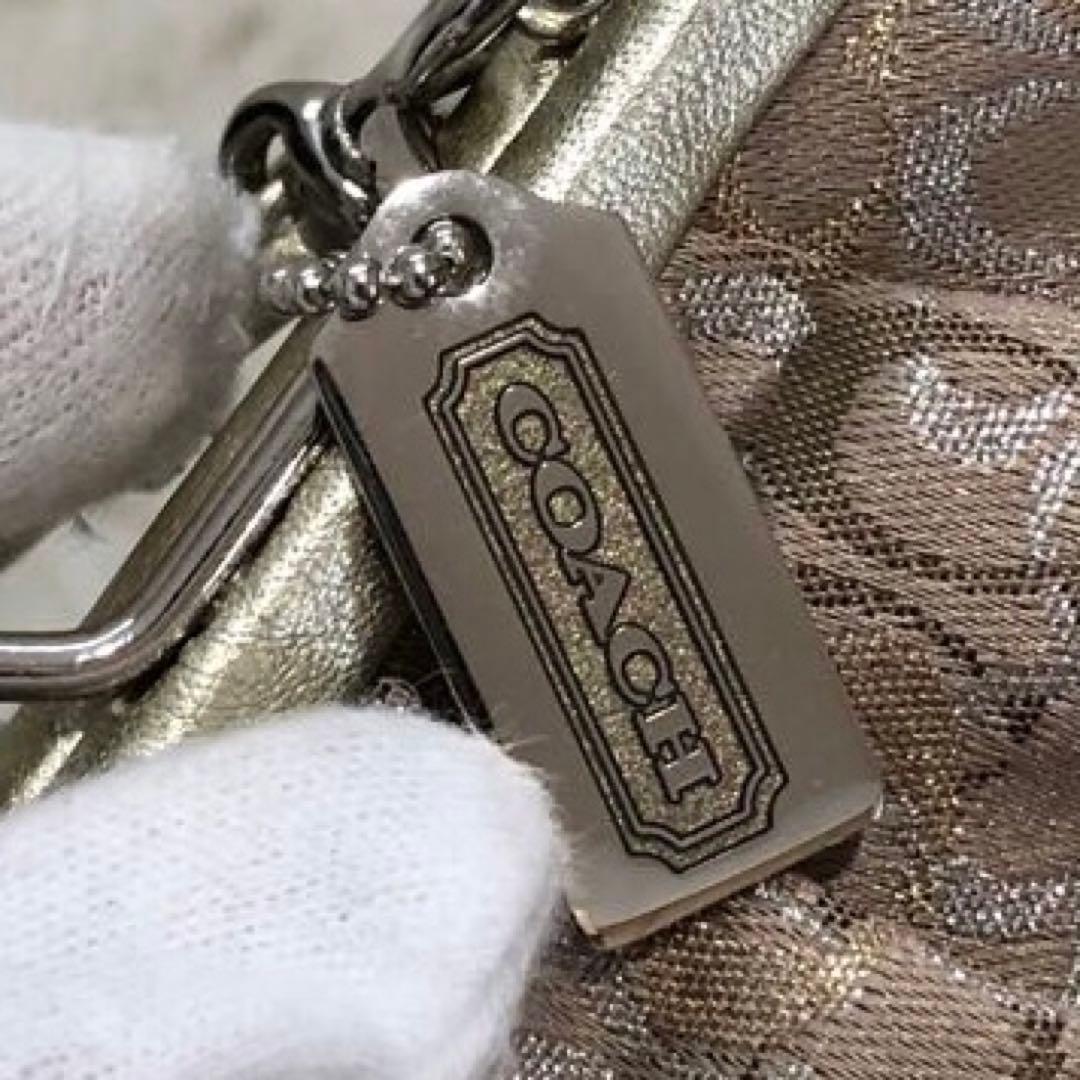 コーチ レザー ミニ ハンドバッグ シグネチャー キャンバス ガマ口