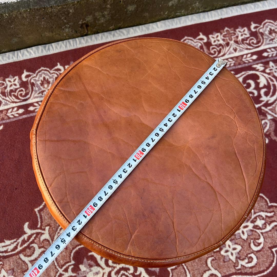 本革レザー座面×鉄脚アイアンレッグ◾️丸椅子 スツール 丸イス