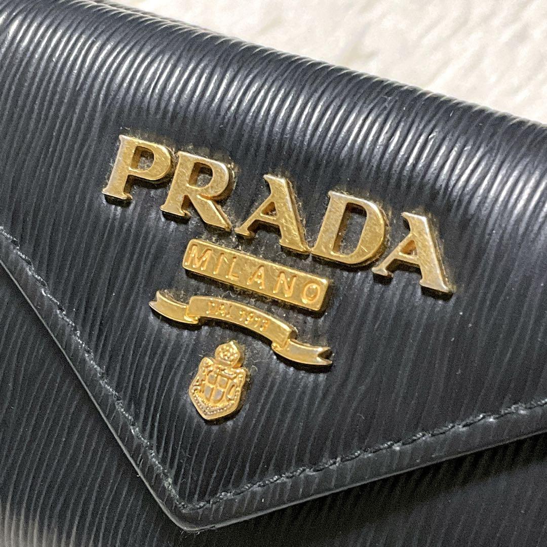 ♡Aa♡PRADA プラダ 三つ折り財布 ヴィッテロムーブ ロゴ レザー