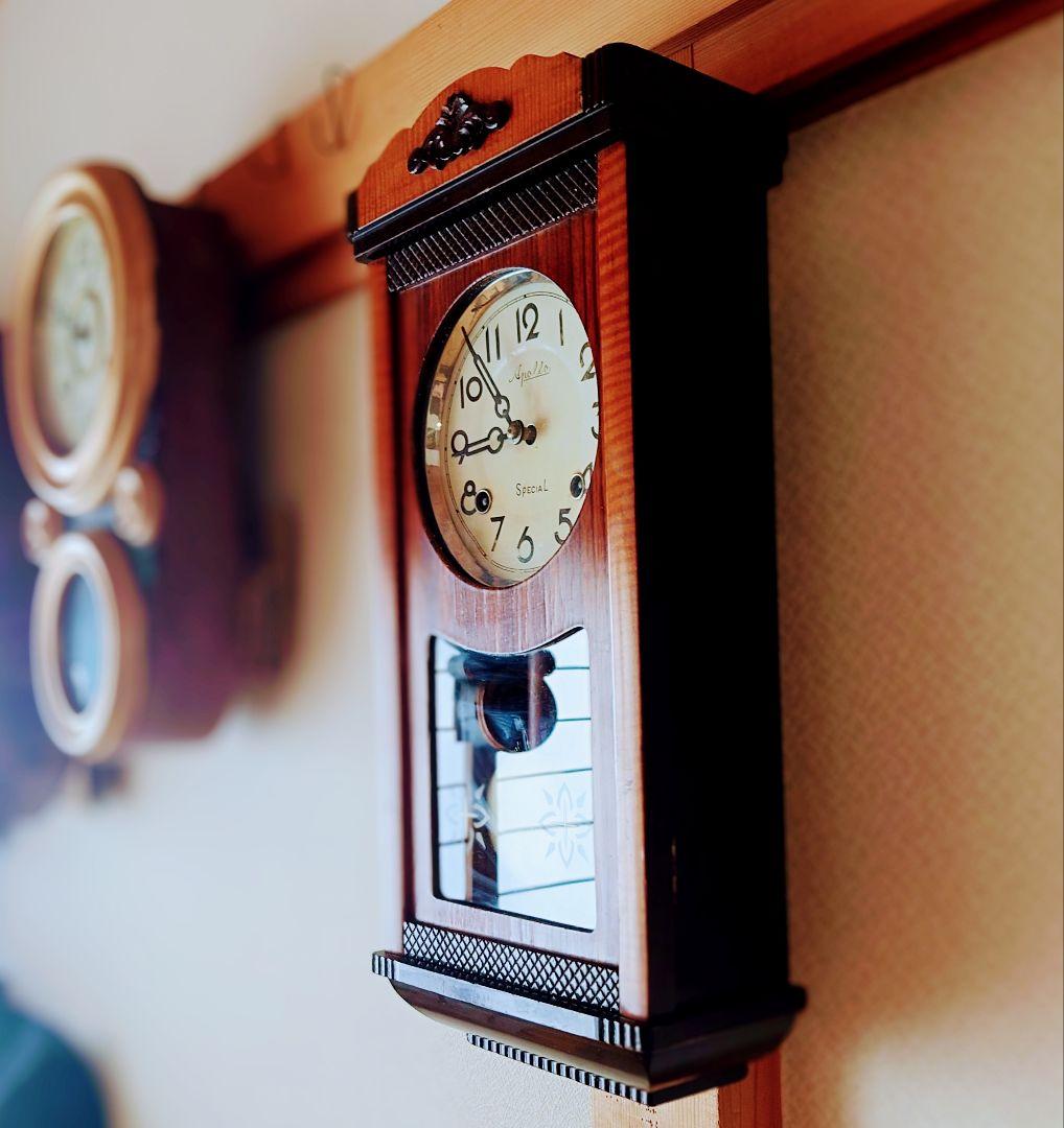 〈完動・美品〉Apollo時計社　宮型ゼンマイ振り子時計　ボンボン時計古時計