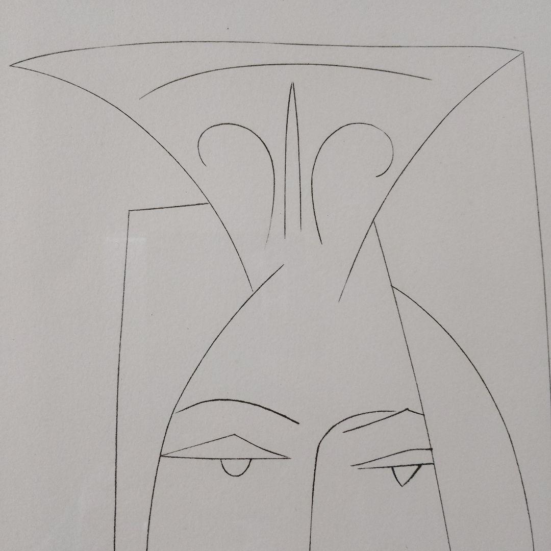 \"未使用\"パブロ・ピカソ銅版画『マンティラをつけた女性の頭部』共箱1949年制作